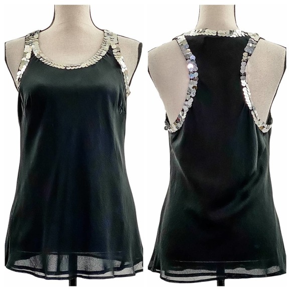 THE Limited Sheer Embellished Racerback Tank Top - Picture 1 of 12
